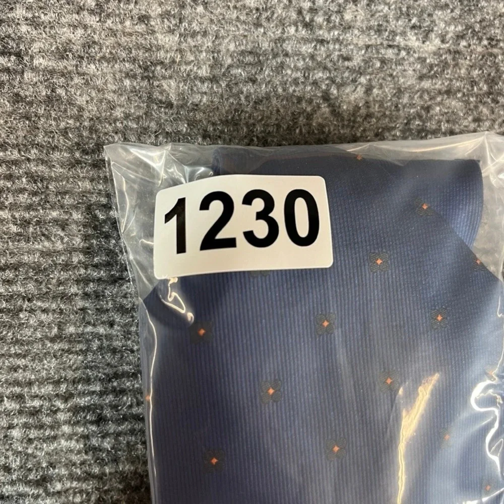 Stan Herman JetBlue Navy Blue Floral Geometric Uniform Necktie 60 Inch